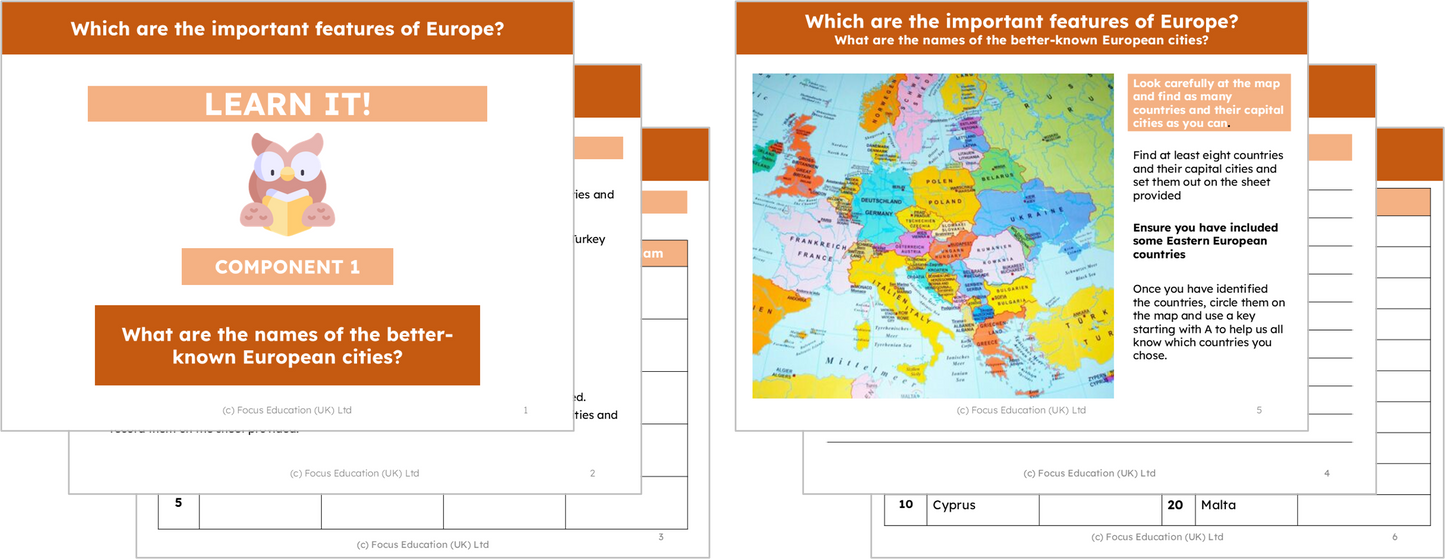 Geography Y4: Which are the important features of Europe?