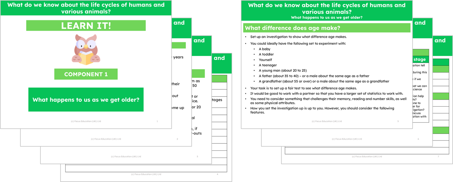 Science Y5: What do we know about the life cycles of humans and various animals?