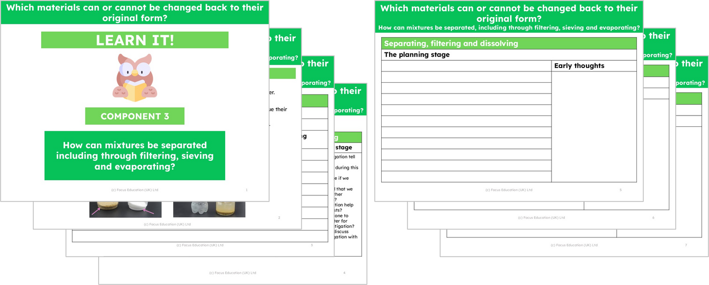 Science Y5: Which materials can or cannot be changed back to their original form?