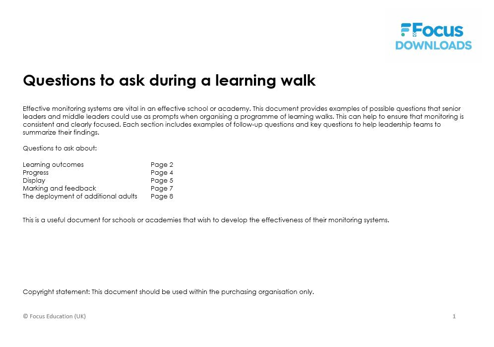 Questions to ask during a Learning Walk (Download)