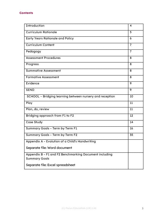 Early Years Assessment and Curriculum Guidance