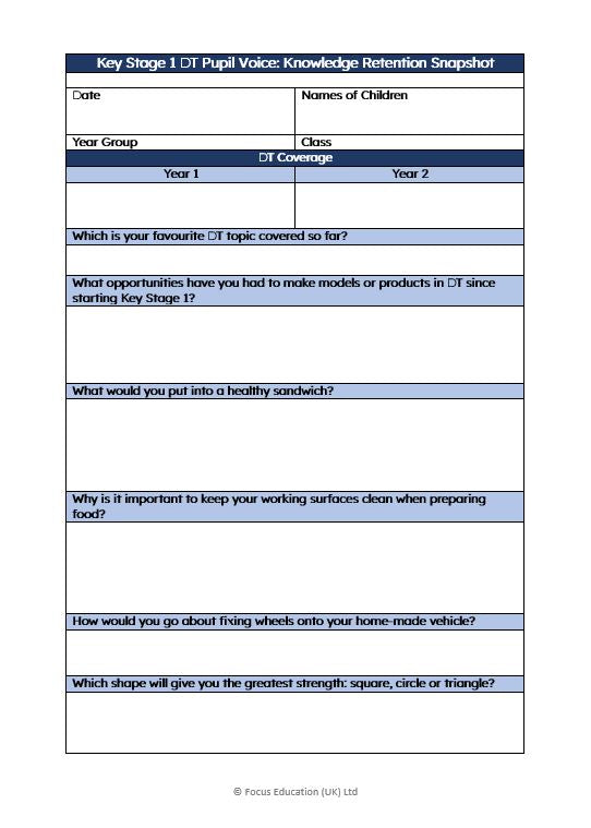 Pupil Voice Knowledge Retention Snapshots (Download)