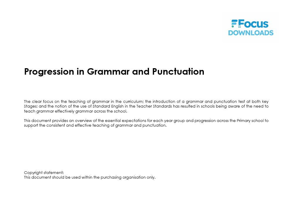 Progression in Grammar and Punctuation (Download)