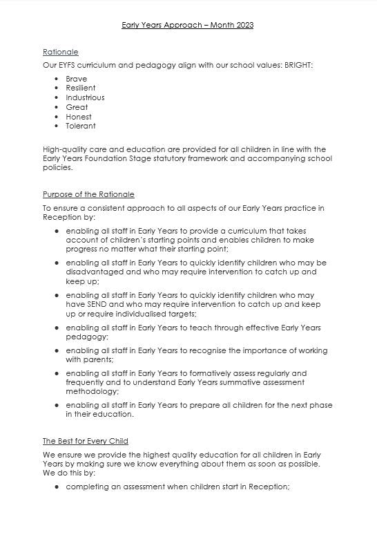 Early Years Policy (Download)