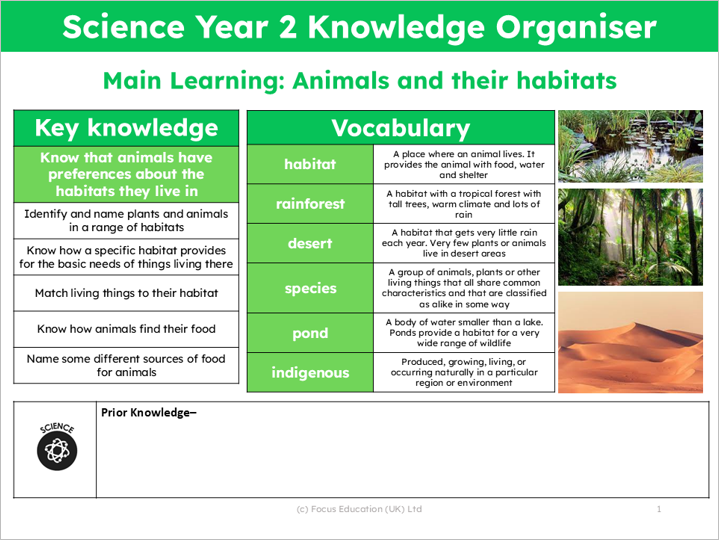 Science Y2: Why do animals choose the habitat they have?