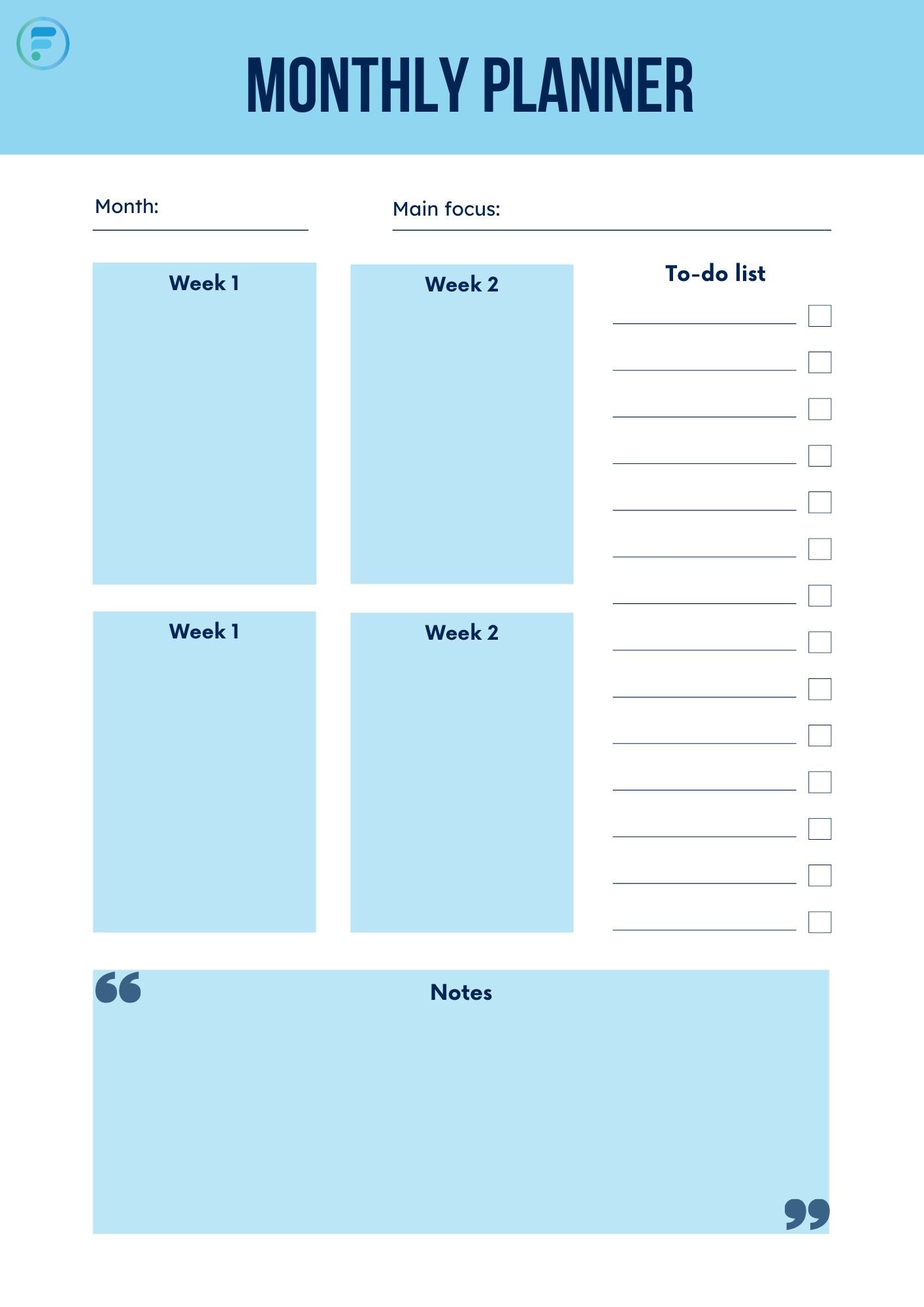 Weekly/Monthly Planning (Free Download)