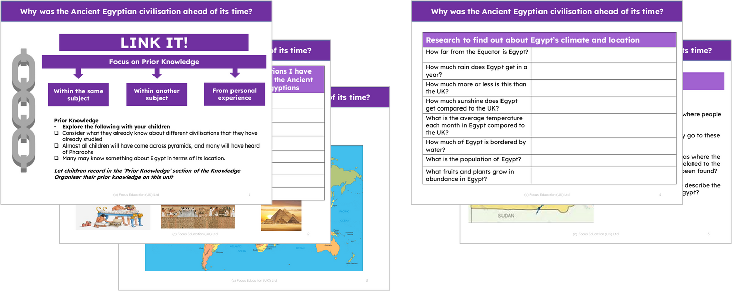 History Y3: Why was the Ancient Egyptian civilisation ahead of its time?