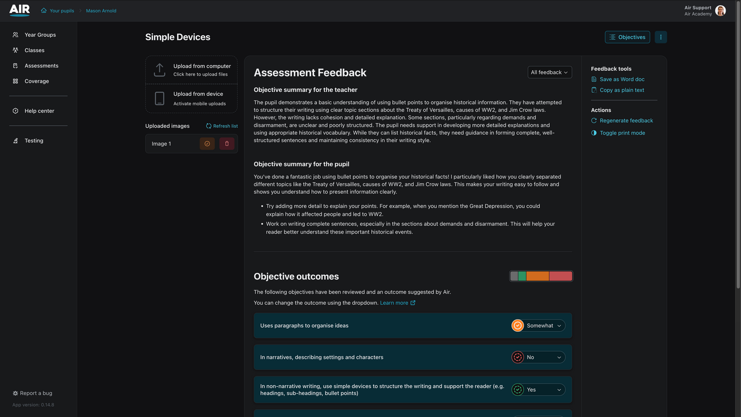 AIR – Instant Writing Assessment & Feedback