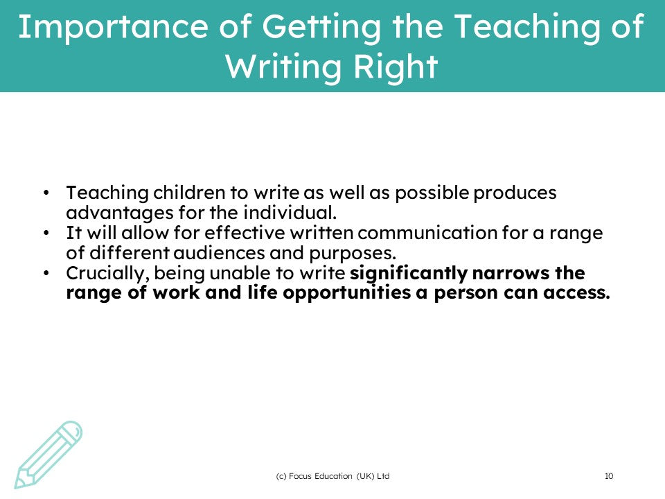 Creating and Implementing a Writing Curriculum: A Framework to Support the Teaching of Writing from Nursery to Year 6