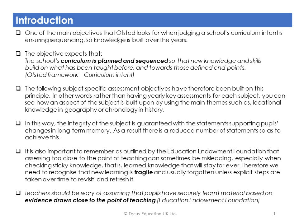 How to Assess a Knowledge-Rich Curriculum - Focusing on 'sticky knowledge' in science, history & geography & enhanced by art, DT, music, PE & computing