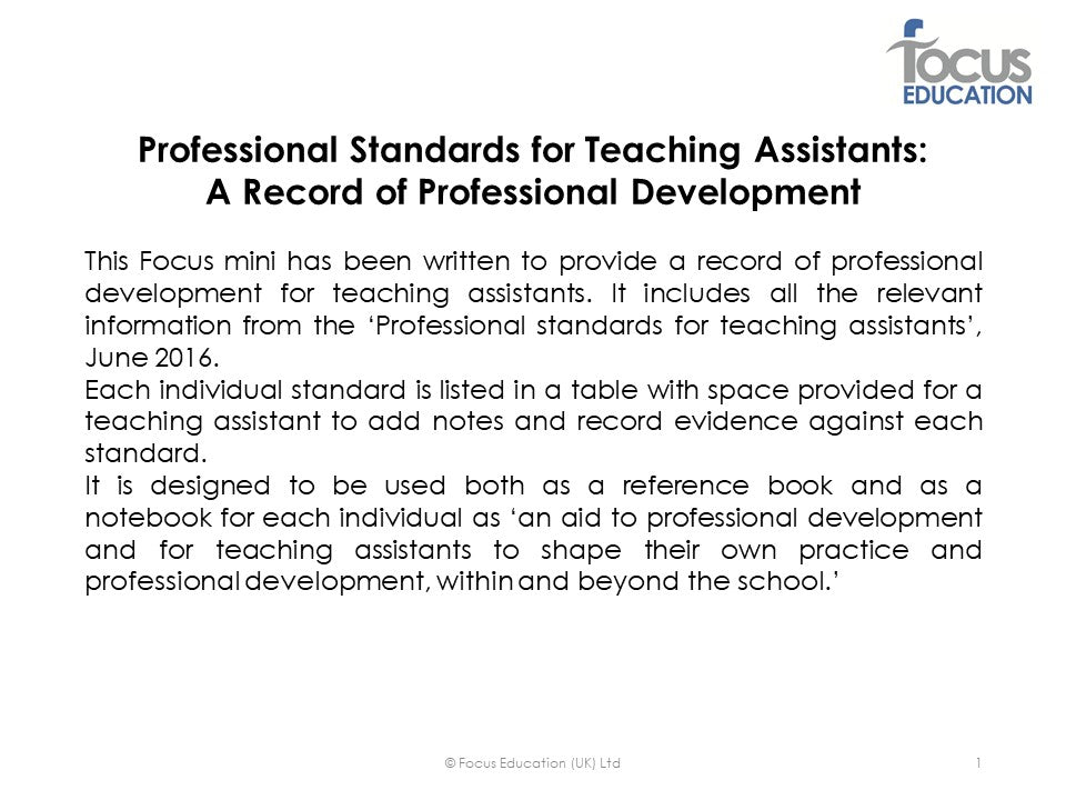 Professional Standards for Teaching Assistants (Focus Mini)