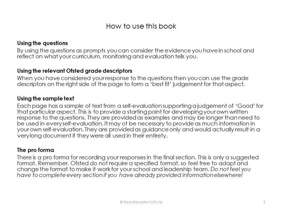 Writing a Self-Evaluation Statement: Taking Account of the Ofsted Framework and the National Curriculum (Updated 2023)