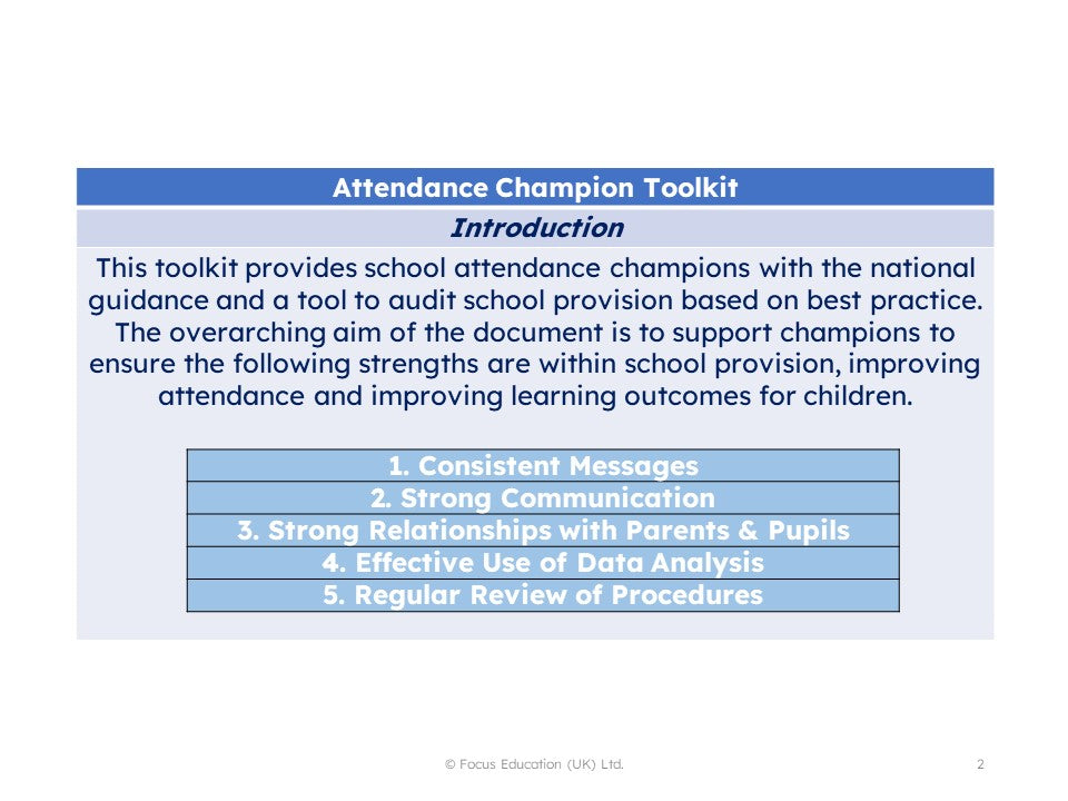 Attendance Champion Toolkit (Focus Mini)