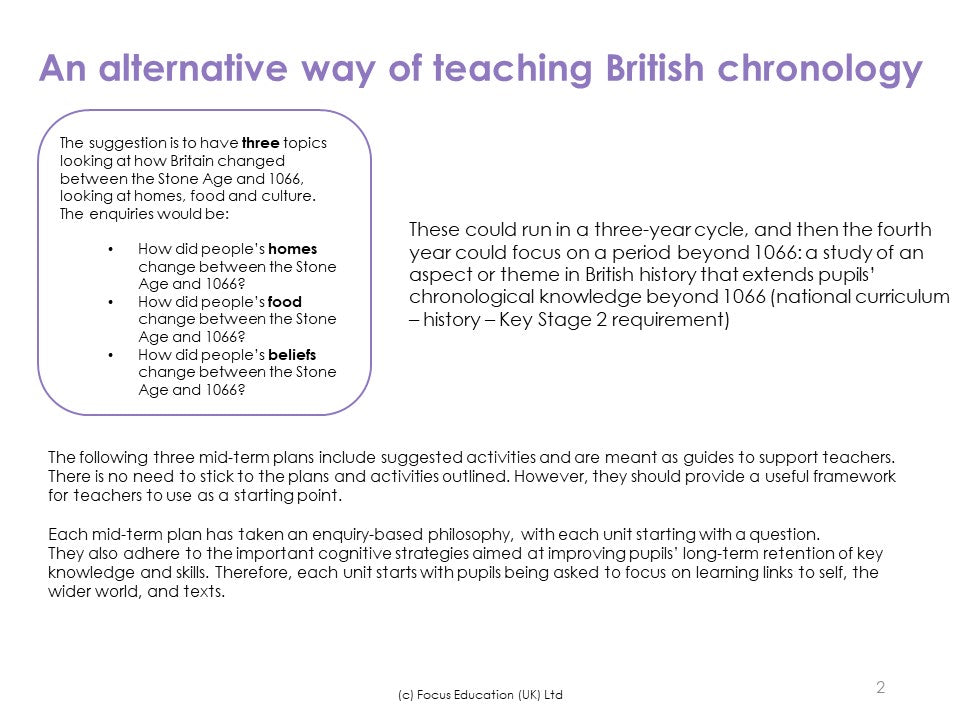 Improving Pupils Knowledge of British Chronology between the Stone Age and 1066