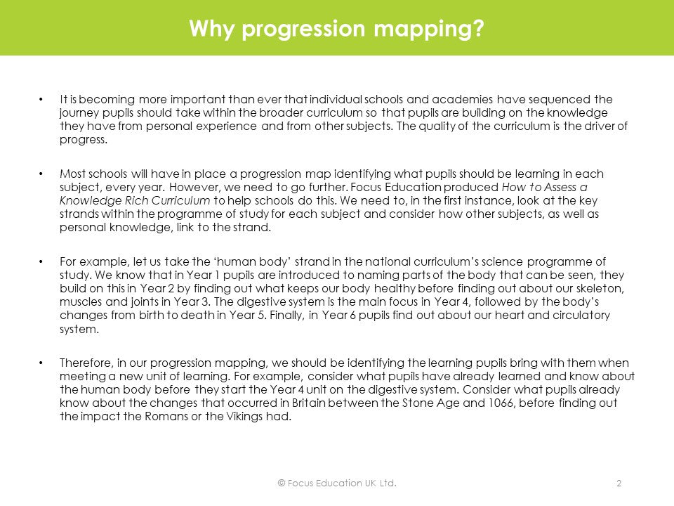 Why progression mapping?