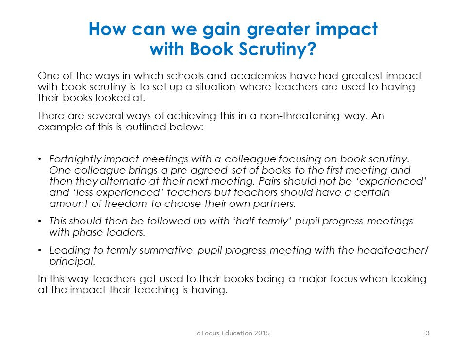 Making Book Scrutiny More Meaningful