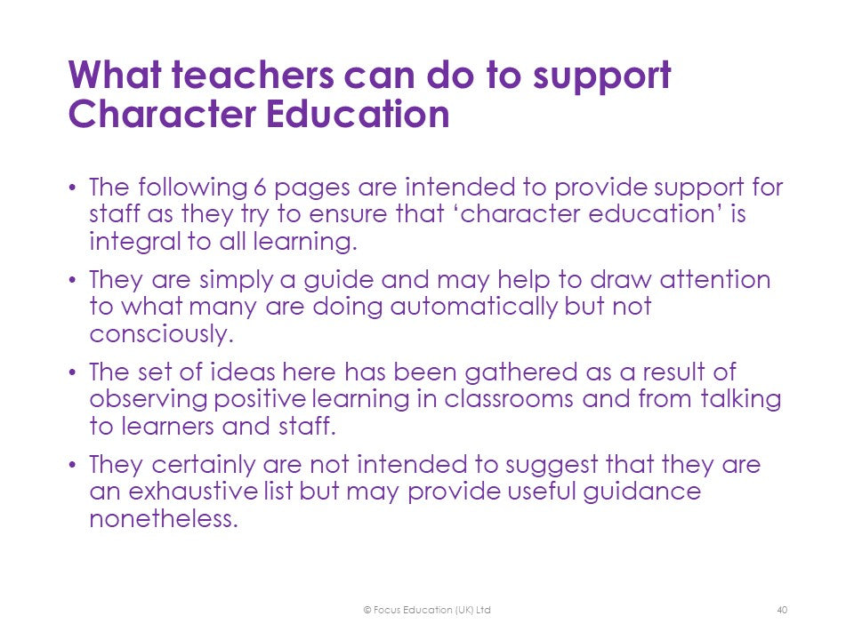 Character Education: Creating a Continuum of Character Development