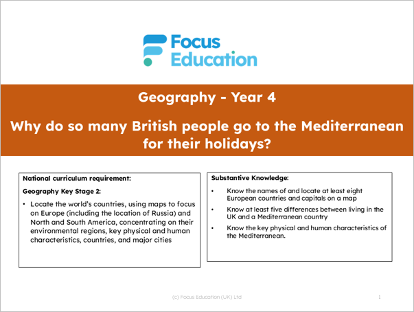 Geography Y4: Why do many British people go to the Mediterranean for their holidays?