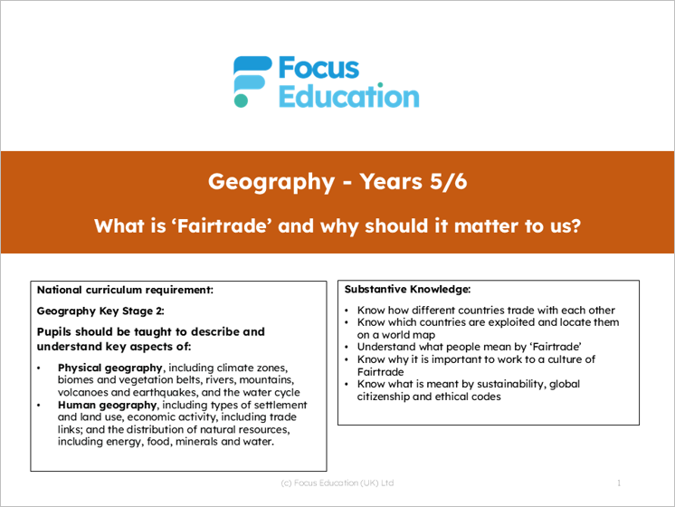 Geography Y5: What is Fairtrade and why should it matter to us?