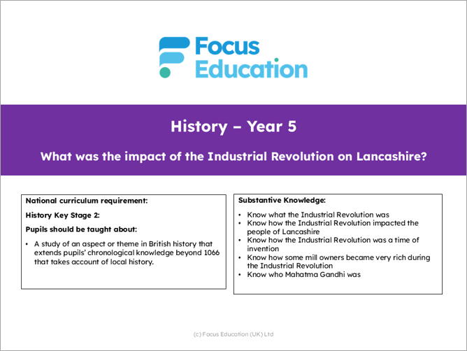 History Y5: What was the impact of the Industrial Revolution on Lancashire?