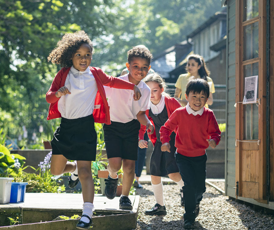 photo of children running